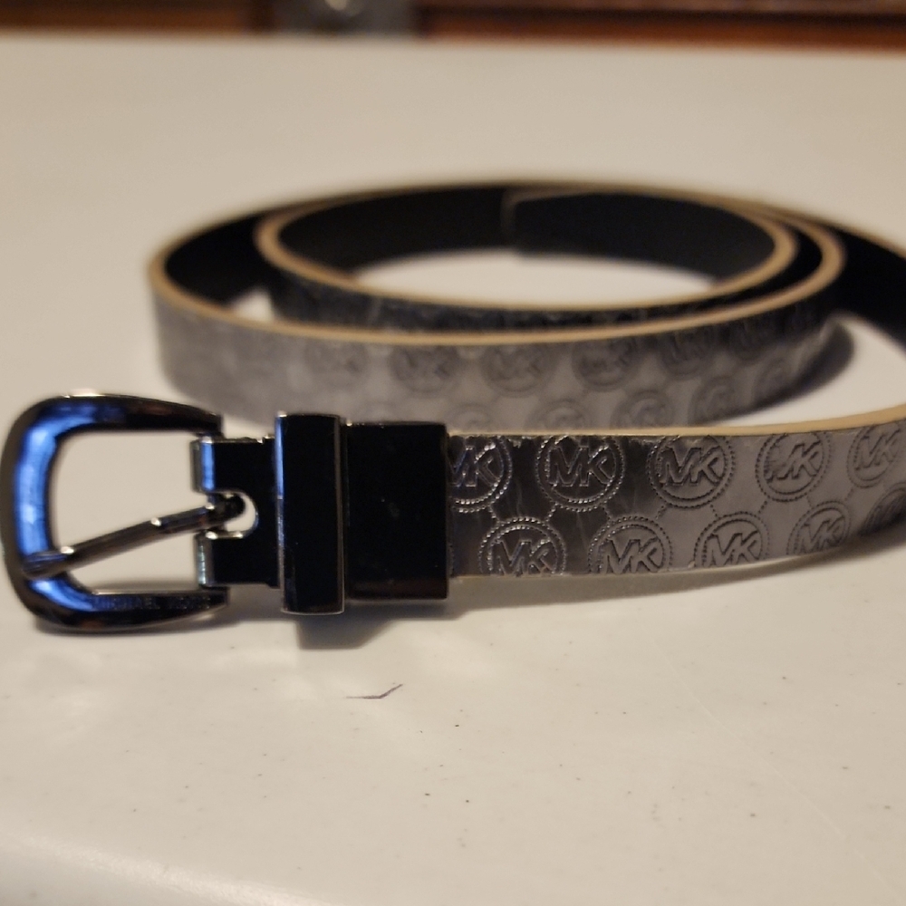 Michael Kors Monogram Black and Silver Belt